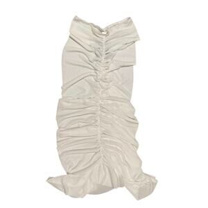 Olivaceous Slinky Ruched Midi Skirt – White | Size M